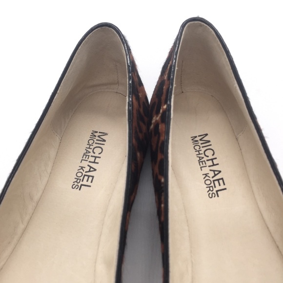 MICHAEL KORS Animal Print Calf Hair Leather Cap Toe Ballet Flats - Picture 9 of 15